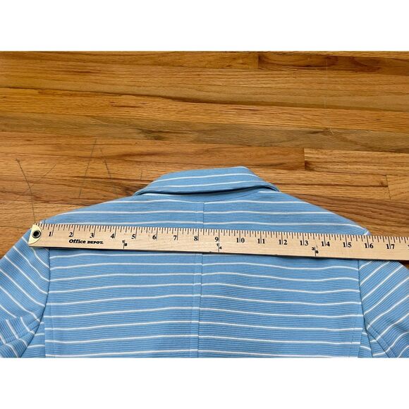 Talbots Women's M Blue Blazer Cotton Jacket Nautical Striped Career Stretch - Picture 8 of 10